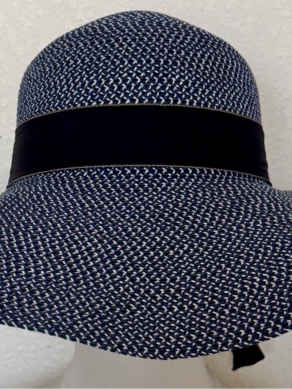 Bundle! - Two Wide Brim Sun Hats- Black Ribbon Trim - Tan and Navy - Picture 6 of 7